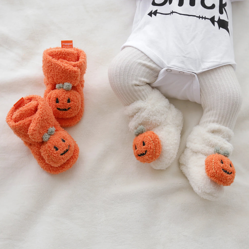 Baby Halloween Pumpkin Booties – Newborn First-Step Sock Shoes