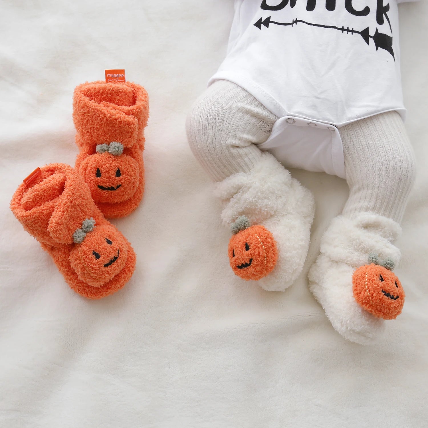 Baby Halloween Pumpkin Booties – Newborn First-Step Sock Shoes