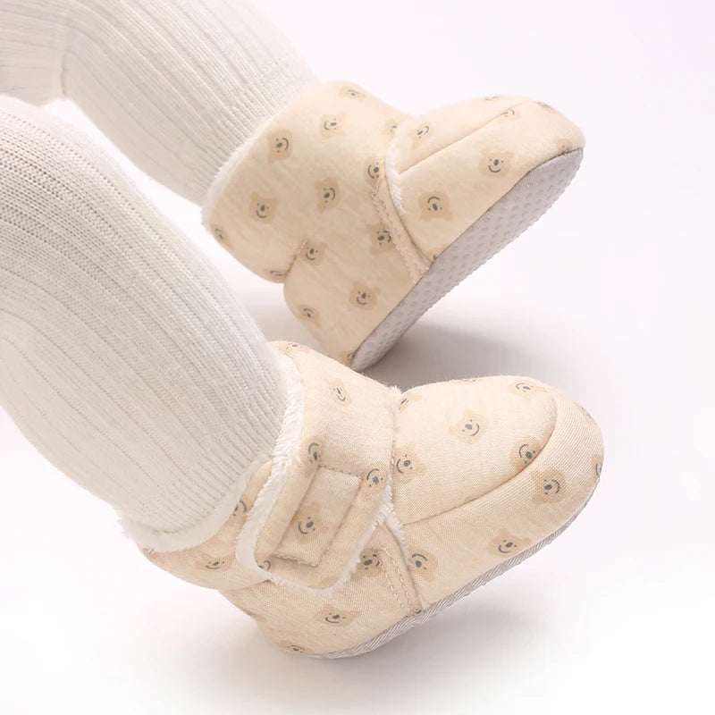 Baby Winter Cotton Shoes (0–1Y) – Thick Warm Teddy Bear Walking Shoes