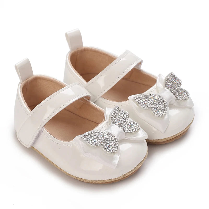 Infant & Toddler Mary Jane Shoes – Bow Faux Leather Flats with Easy Fasten