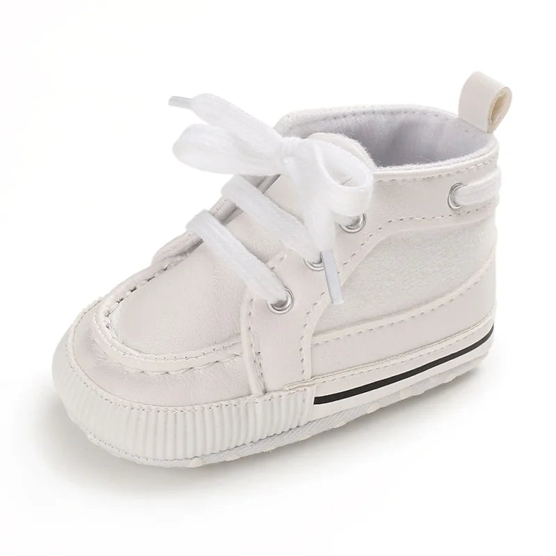 Infant Spring Sneakers (0–18M) – White Non-Slip Soft-Soled Shoes