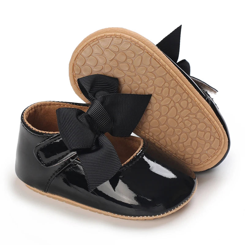 Baby Girl Bow Flats – Soft Sole Non-Slip First-Step Sandals