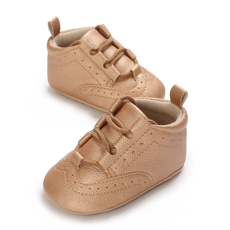 Baby Boys’ Moccasins – White Soft-Sole Non-Slip First-Step Shoes