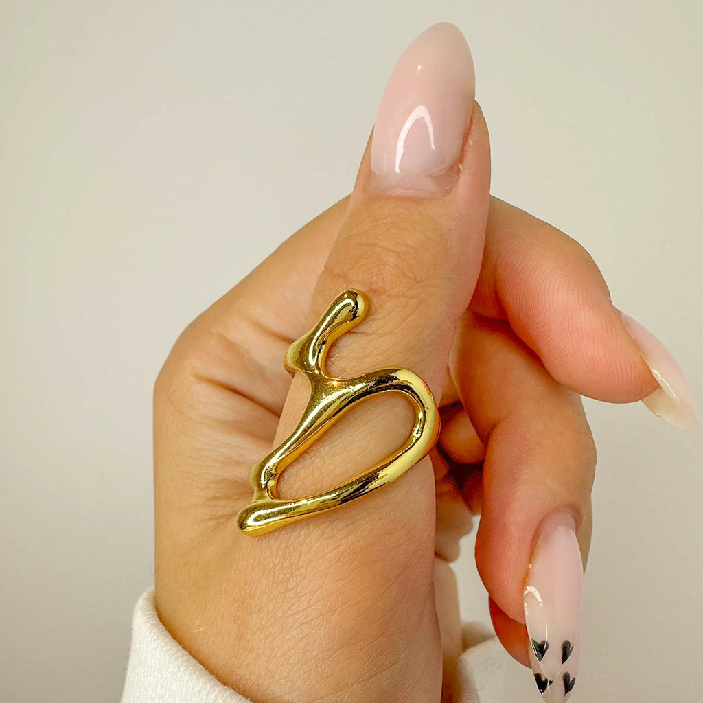 Gold Stainless Steel Hollow Ring