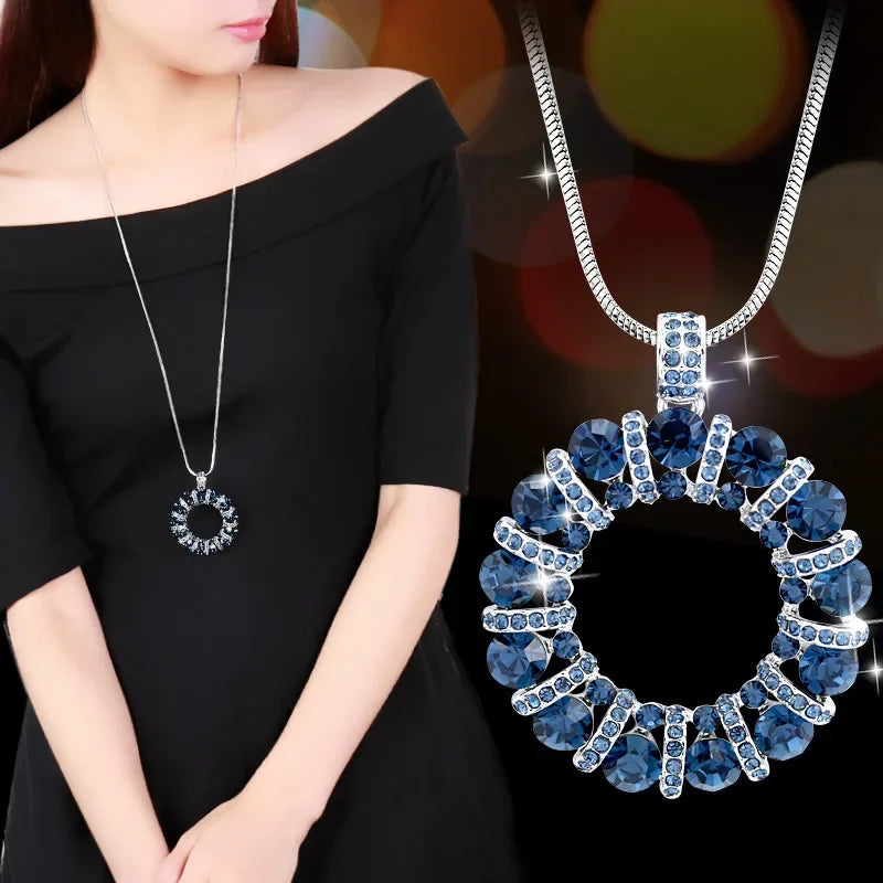 Trendy Crystal Round Geometric Pendant