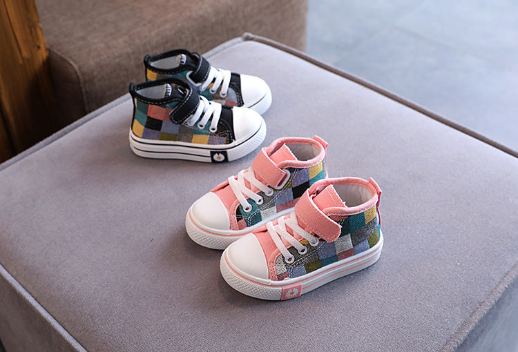 Kids’ Canvas Sneakers – Breathable Checkered Casual Shoes