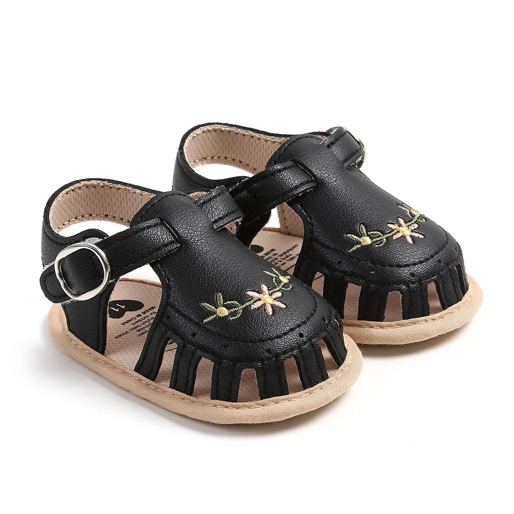 Baby Girl Summer Sandals – Breathable Lightweight Floral Wrap-Toe Shoes