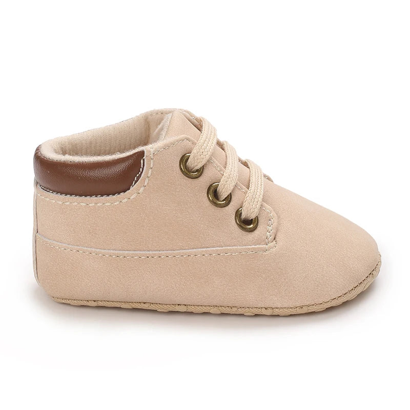Baby Walking Shoes (0–18M) – Lace-Up Casual Flat Sneakers