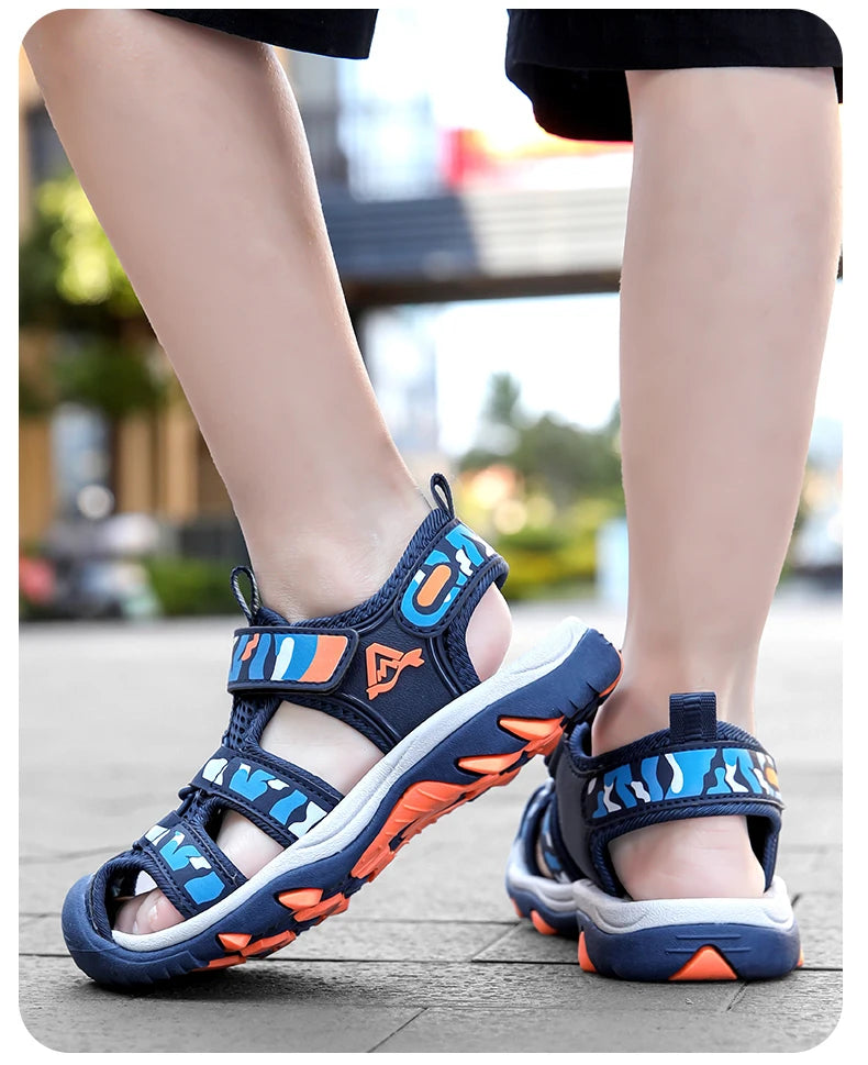 Kids’ Summer Water Sandals – Non-Slip Leather Shoes