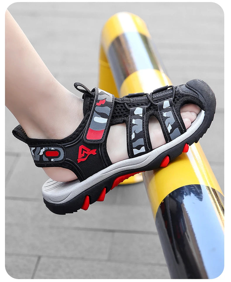 Kids’ Summer Water Sandals – Non-Slip Leather Shoes