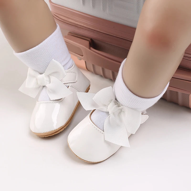 Baby Girl Bow Flats – Soft Sole Non-Slip First-Step Sandals