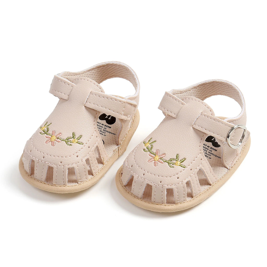 Baby Girl Summer Sandals – Breathable Lightweight Floral Wrap-Toe Shoes