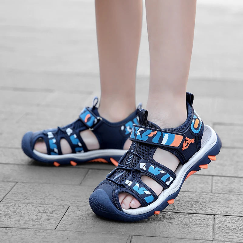 Kids’ Summer Water Sandals – Non-Slip Leather Shoes
