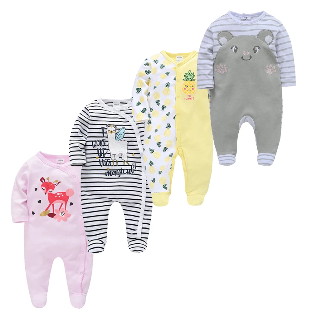 3/4 Pcs Girls  Jumpsuit 0-12 M