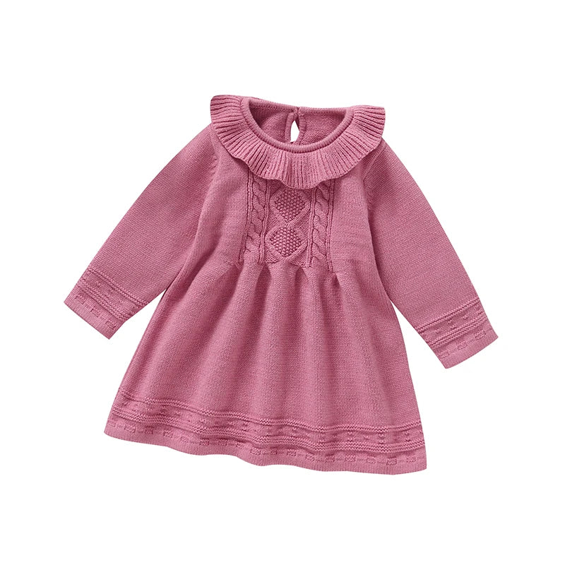 Baby Girl Princess Knitted Dress – Long Sleeve (6–36M)