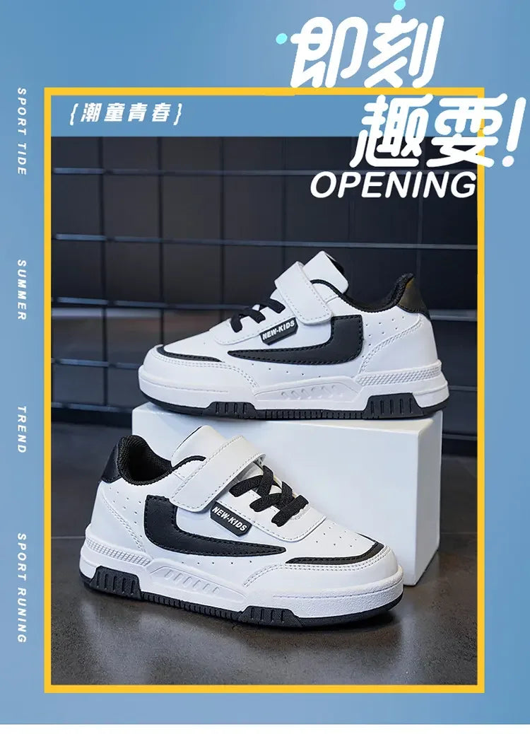 Kids’ Running Sneakers – Leather & Mesh, Non-Slip Shoes