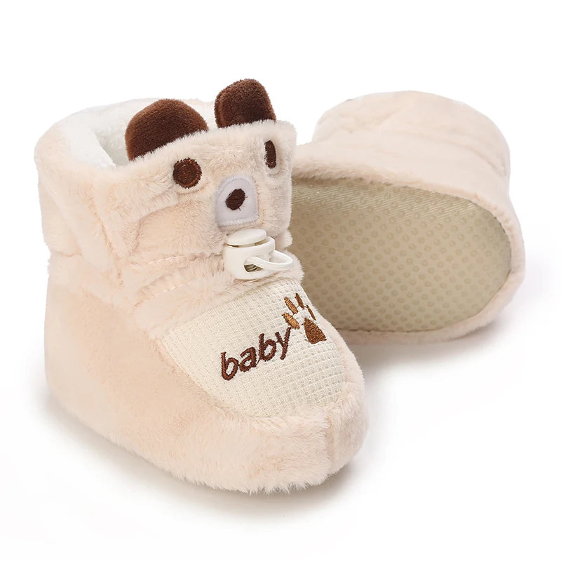Baby Winter Cotton Shoes (0–1Y) – Thick Warm Teddy Bear Walking Shoes