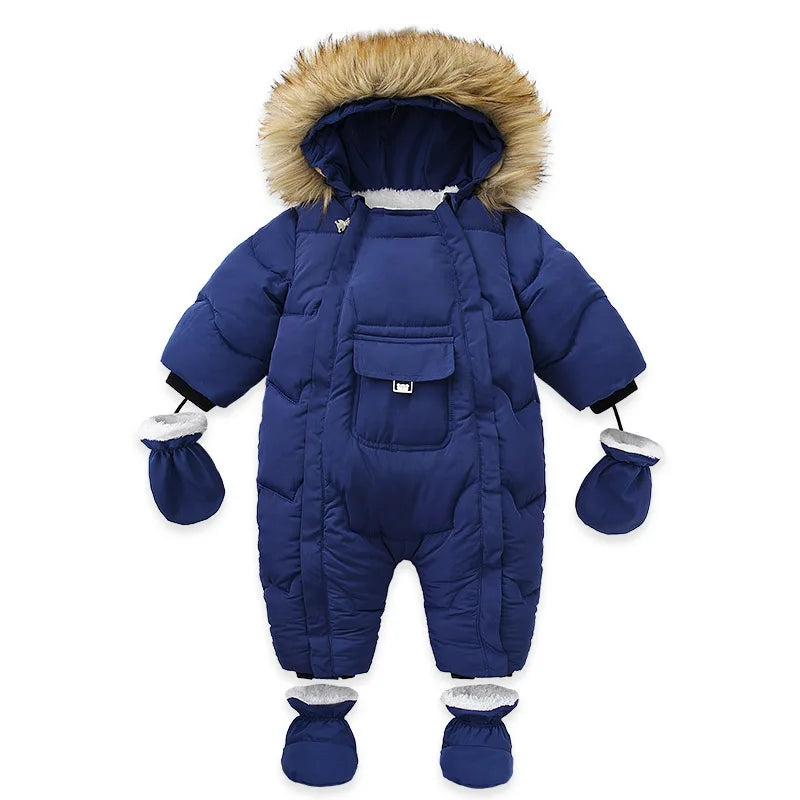 Baby Winter One-Piece, Thick Hooded Down Romper