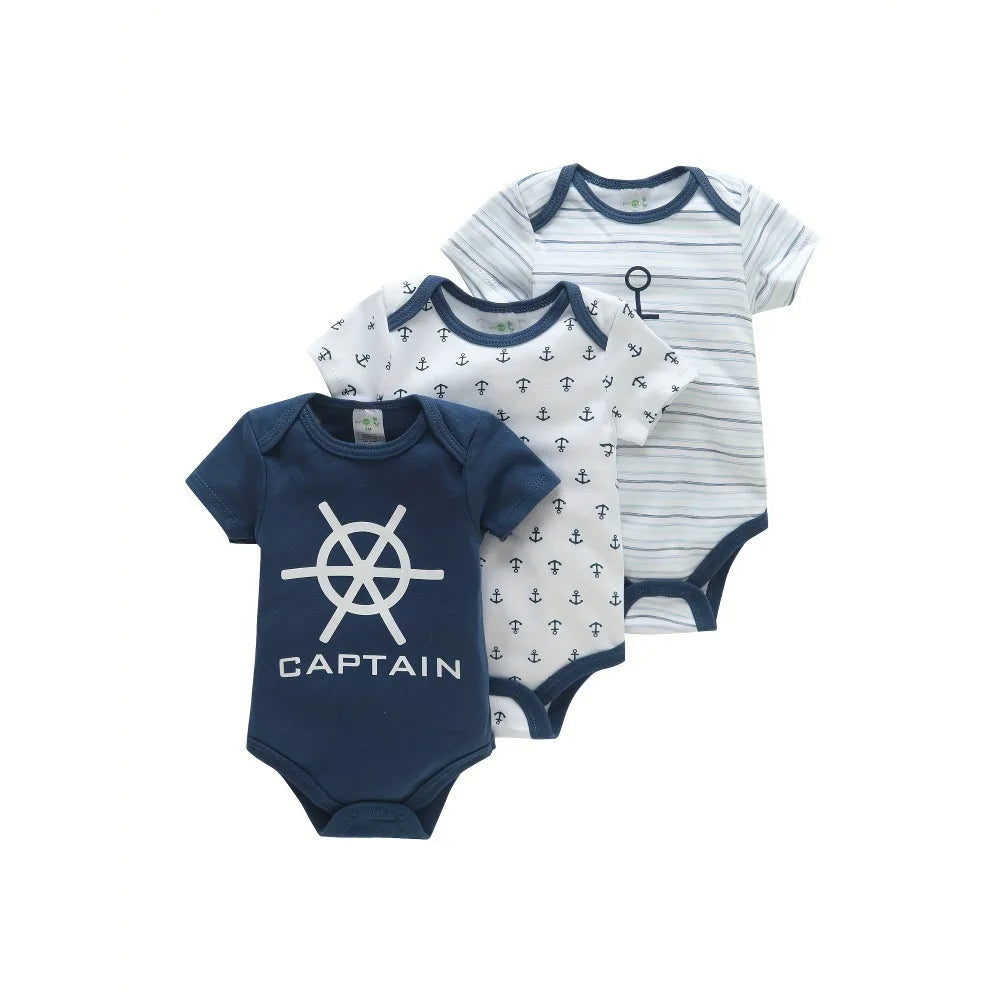 Infant Cotton Romper Set – 3PCS (0–12M)