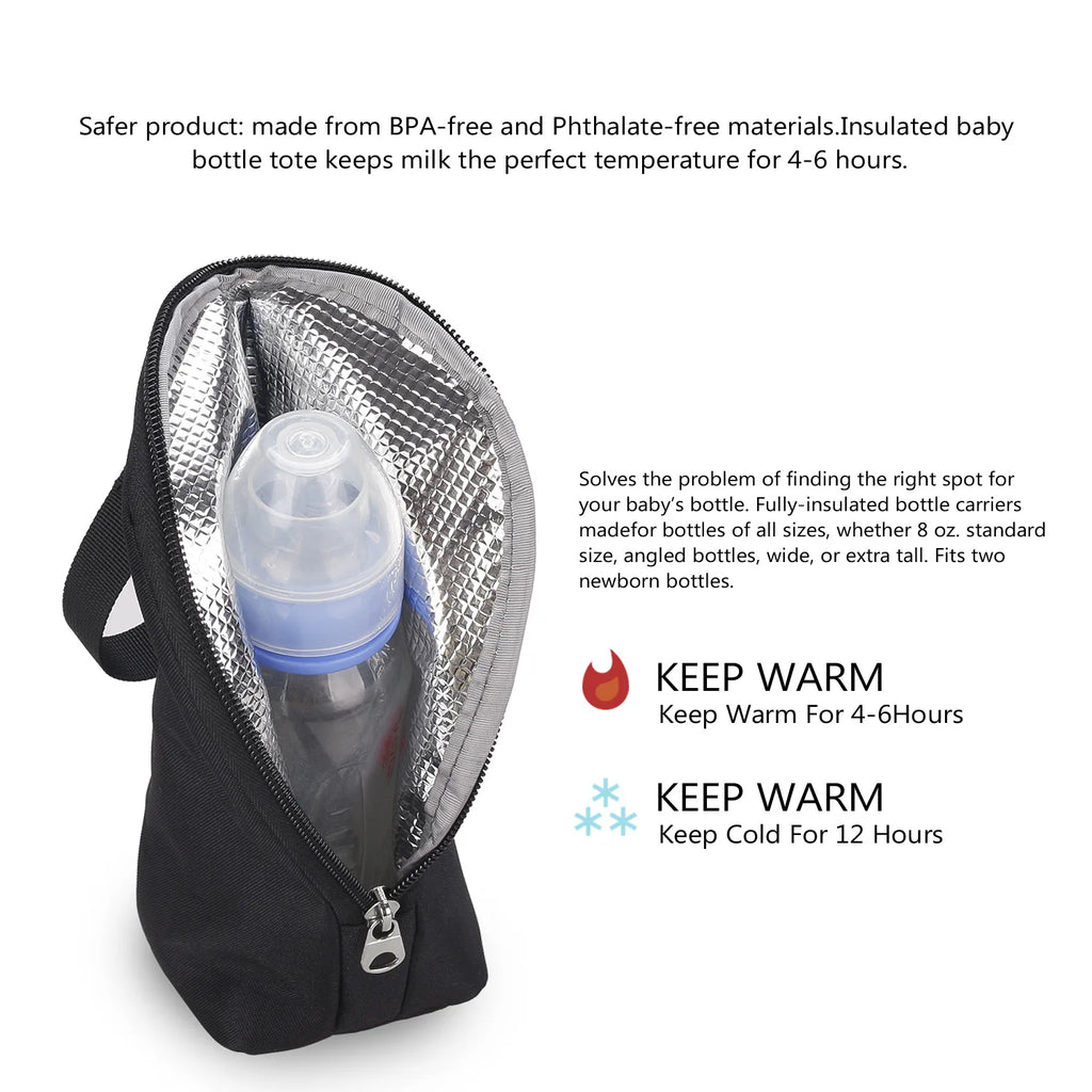 Portable Baby Feeding Bottle Bag – Aluminum Insulation, Stroller Hanging