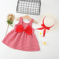 2Pcs/Set Baby Girl Plaid Sweet-  0 To 3 Years Children Clothes Suit & Hat