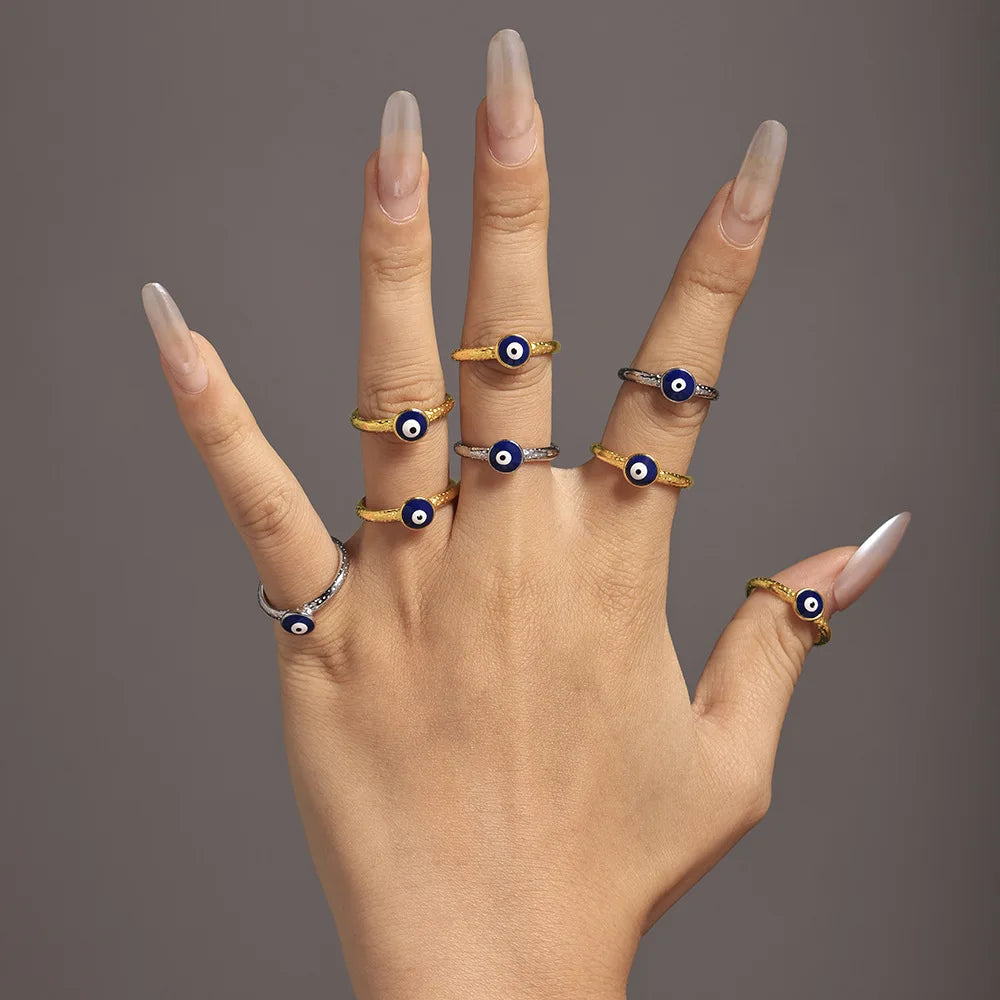 Simple Eye of eveil Stainless Steel Rings For Women Gold Plated Waterproof Finger Ring Charm Luxury Jewelry Gift Wholesale