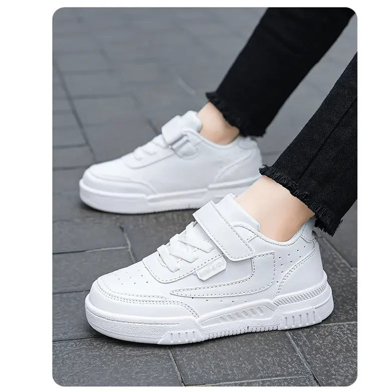 Kids’ Running Sneakers – Leather & Mesh, Non-Slip Shoes