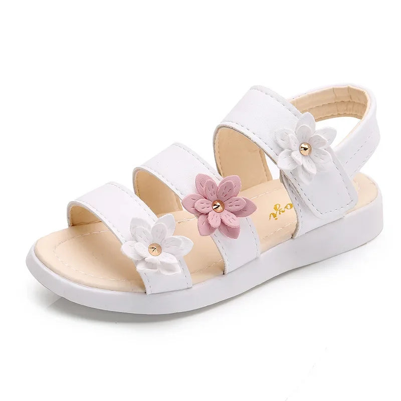 Girls’ Floral Gladiator Sandals – Soft Summer Beach Shoes