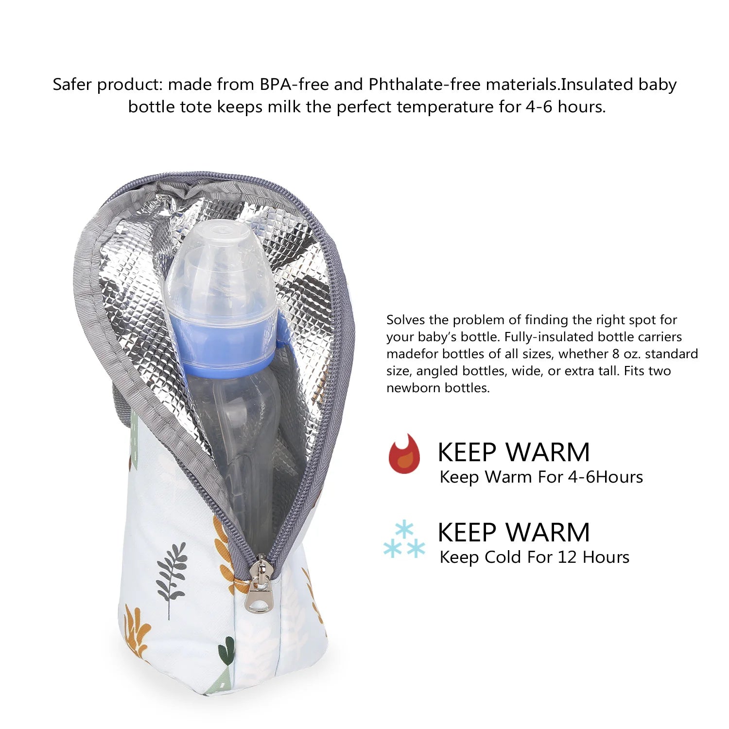 Portable Baby Feeding Bottle Bag – Aluminum Insulation, Stroller Hanging