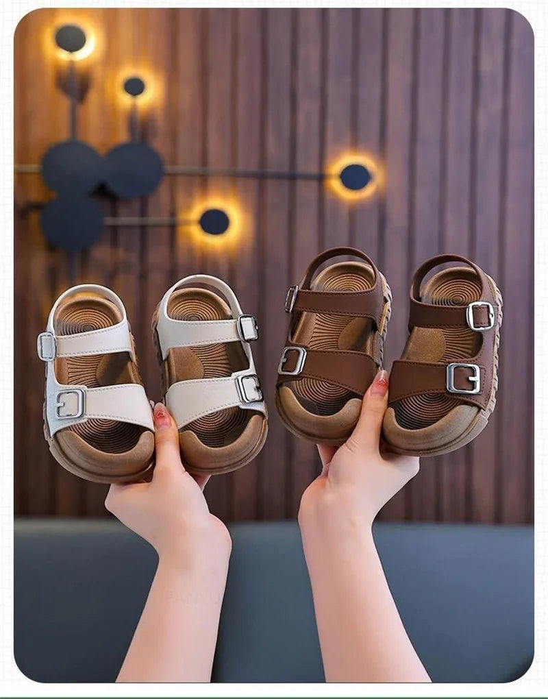 Kids’ Summer Sandals – Soft, Anti-Kick, Solid Color