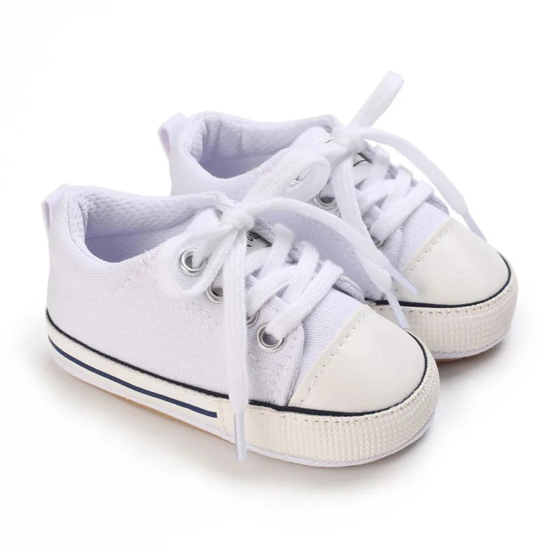 Baby Canvas Sneakers – Lace-Up Non-Slip Rubber Sole Shoes