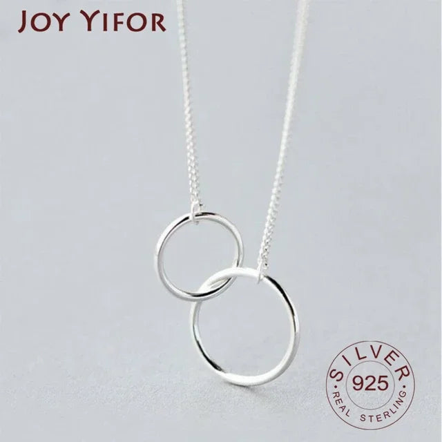 Double Circle Interlock Clavicle Short Necklace