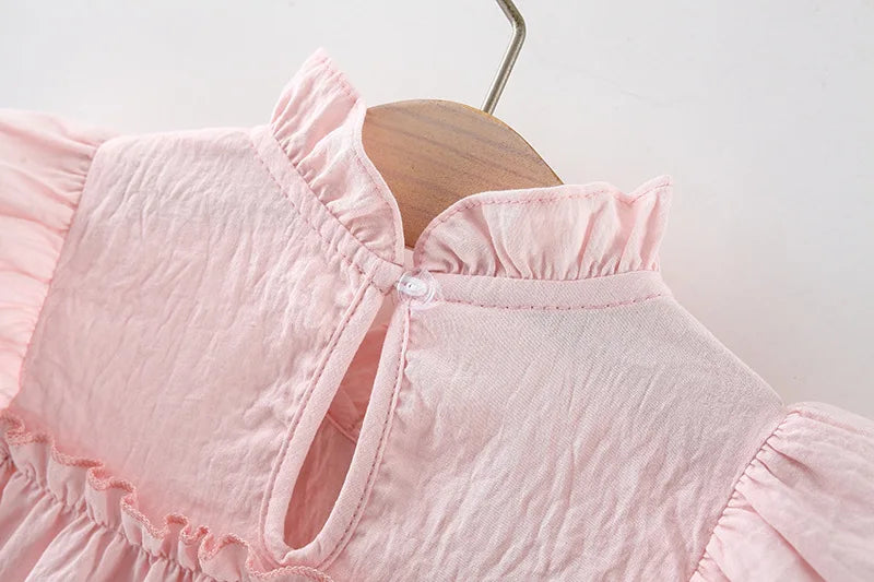 9M to4 Years Old Pink Ruffled Sleeve Baby Girl Dress