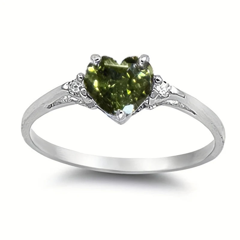 Huitan Chic Multiple Colored Heart CZ Ring Women Graceful Lady Fashion Delicate Love Jewelry for Engagement Wedding Band Gift