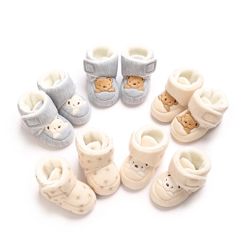 Baby Winter Cotton Shoes (0–1Y) – Thick Warm Teddy Bear Walking Shoes