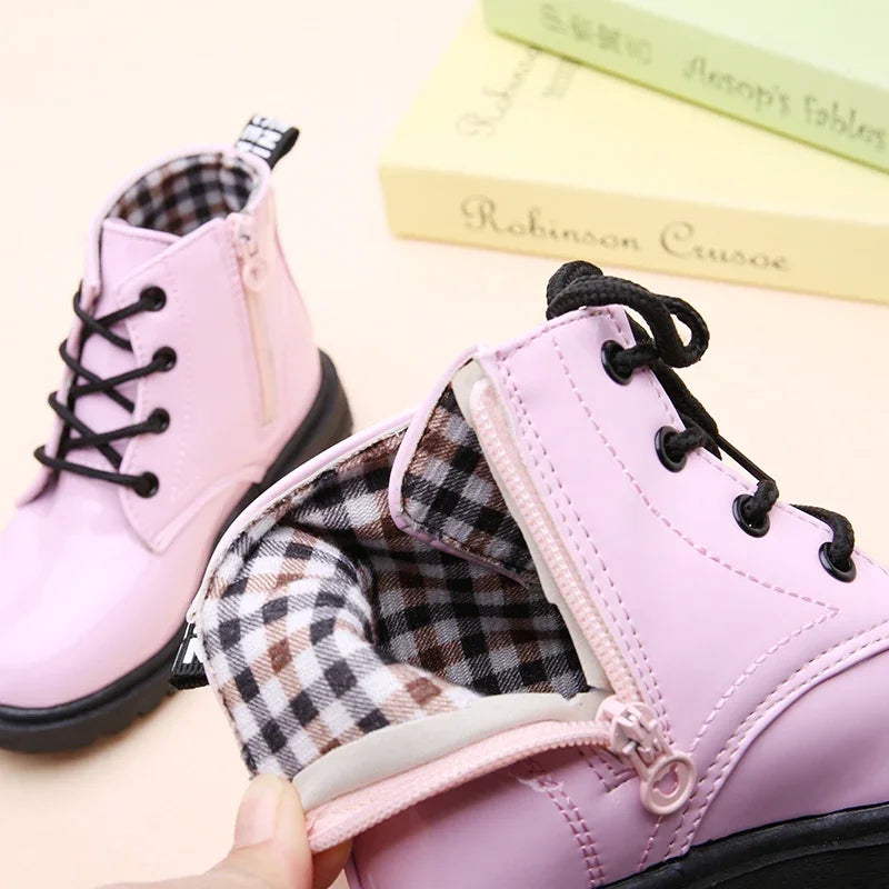 Girls’ PU Leather Winter Boots