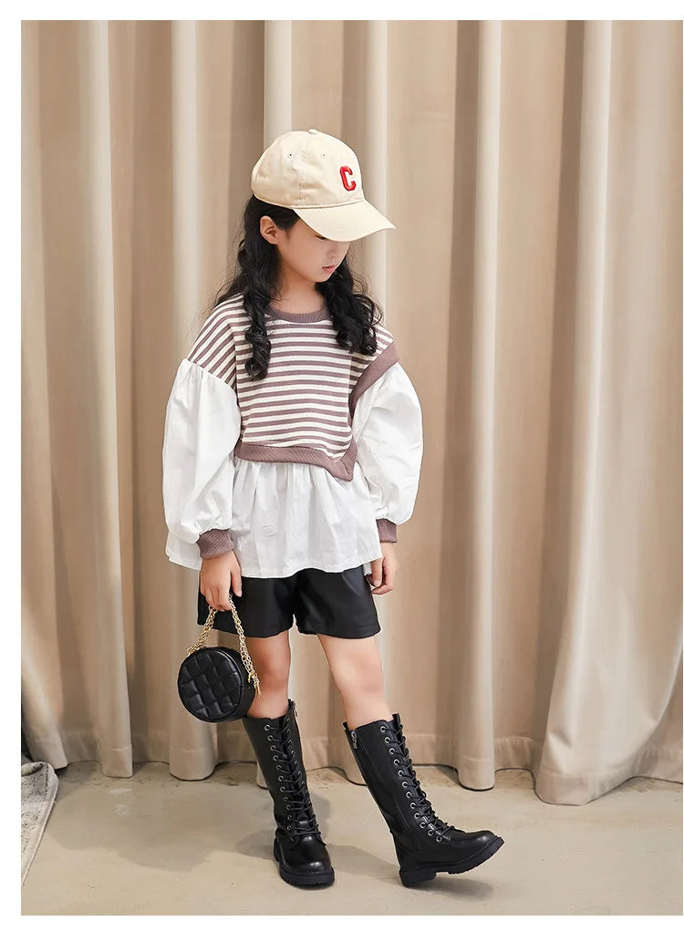 Girls’ Padded High-Top Boots – Warm Lace-Up Princess Shoes