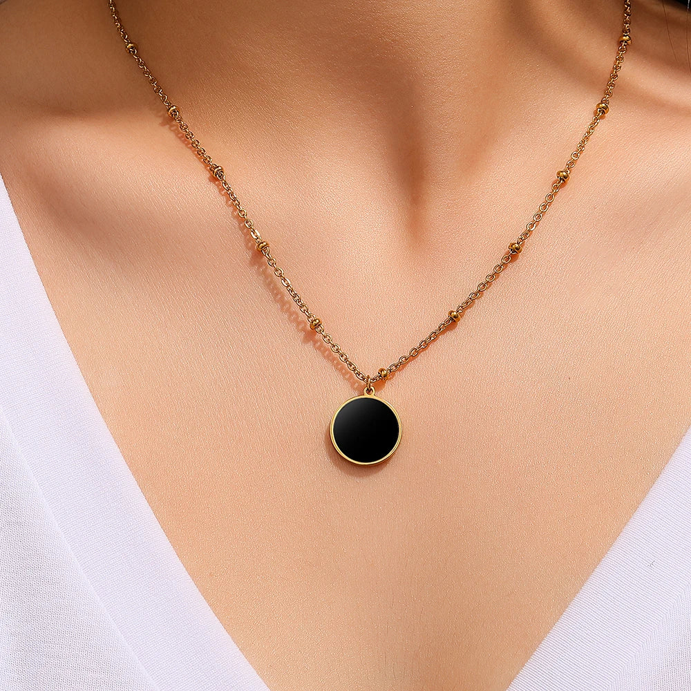 Stainless Steel Necklaces Disc Circle Pendants
