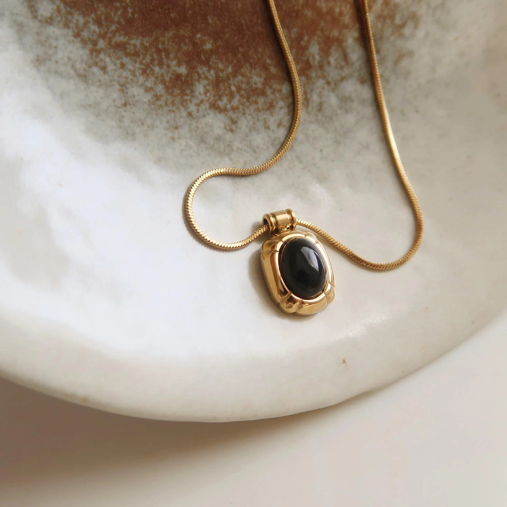 Black Agate Necklace Natural Stone Dongling