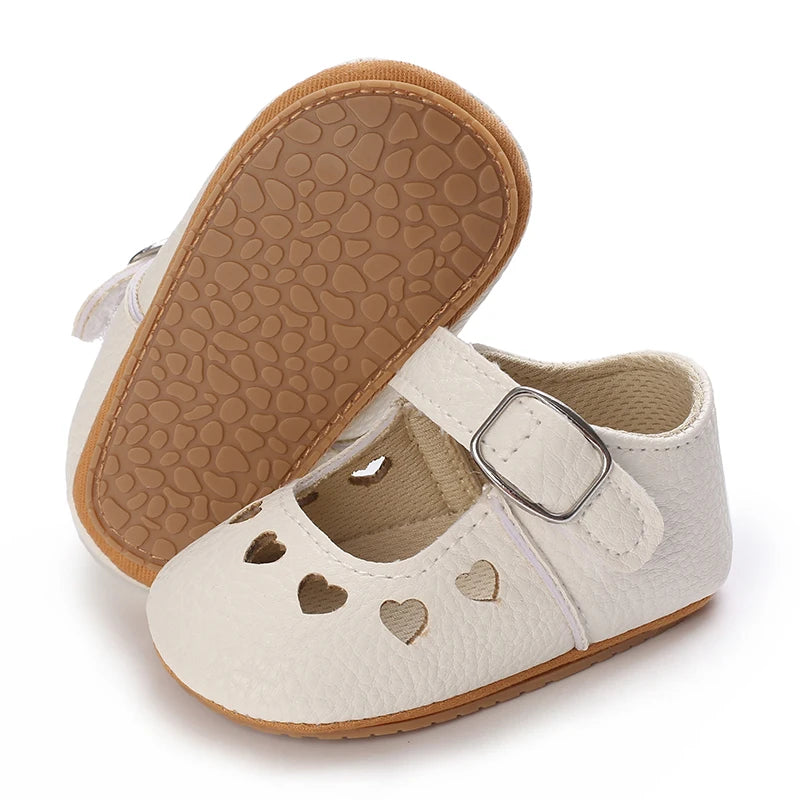 Baby Girls’ Bow Princess Shoes – Soft Leather Non-Slip Walking Sneakers