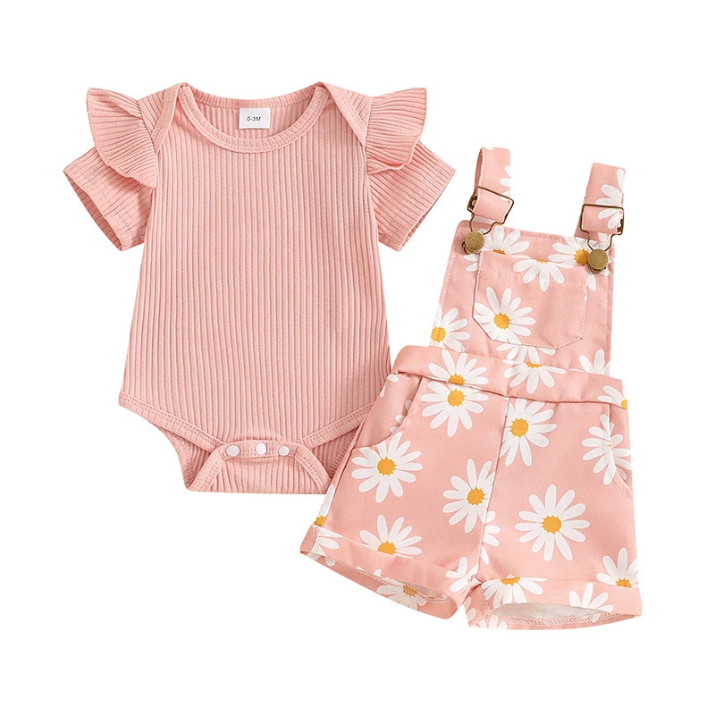 Cute Baby Girl Romper & Shorts Set (0–18M)