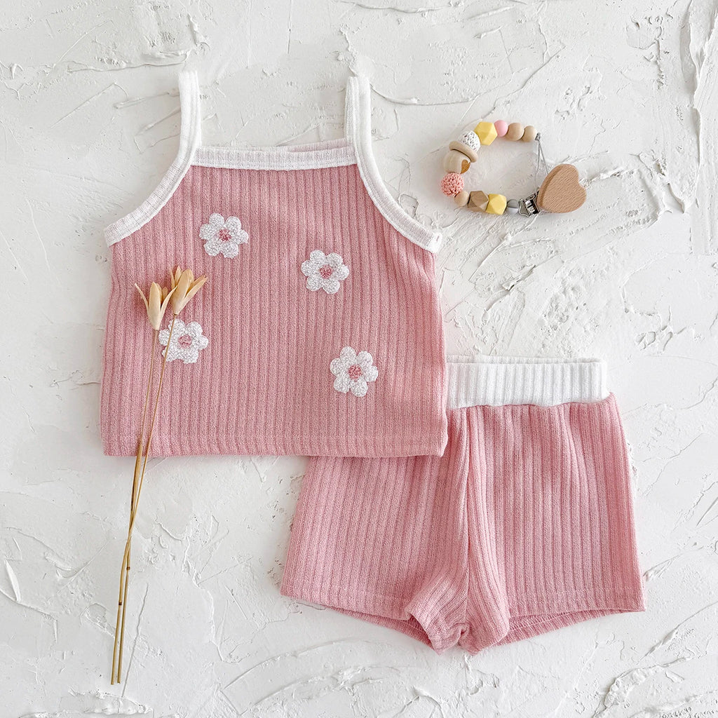 2PCS Baby Girl Summer Set – T-shirt & Shorts