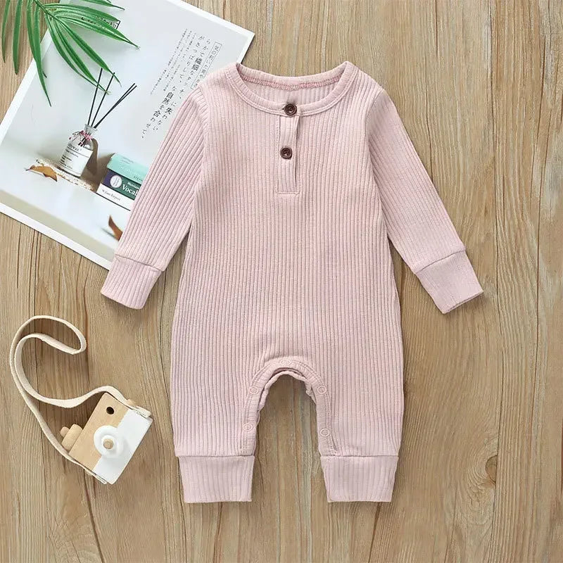 Newborn Cotton Romper, Long Sleeve Baby Jumpsuit