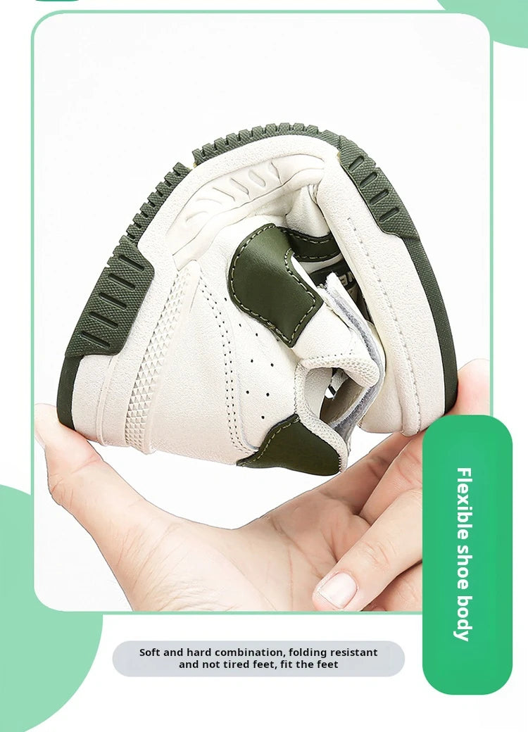 Kids’ Running Sneakers – Leather & Mesh, Non-Slip Shoes