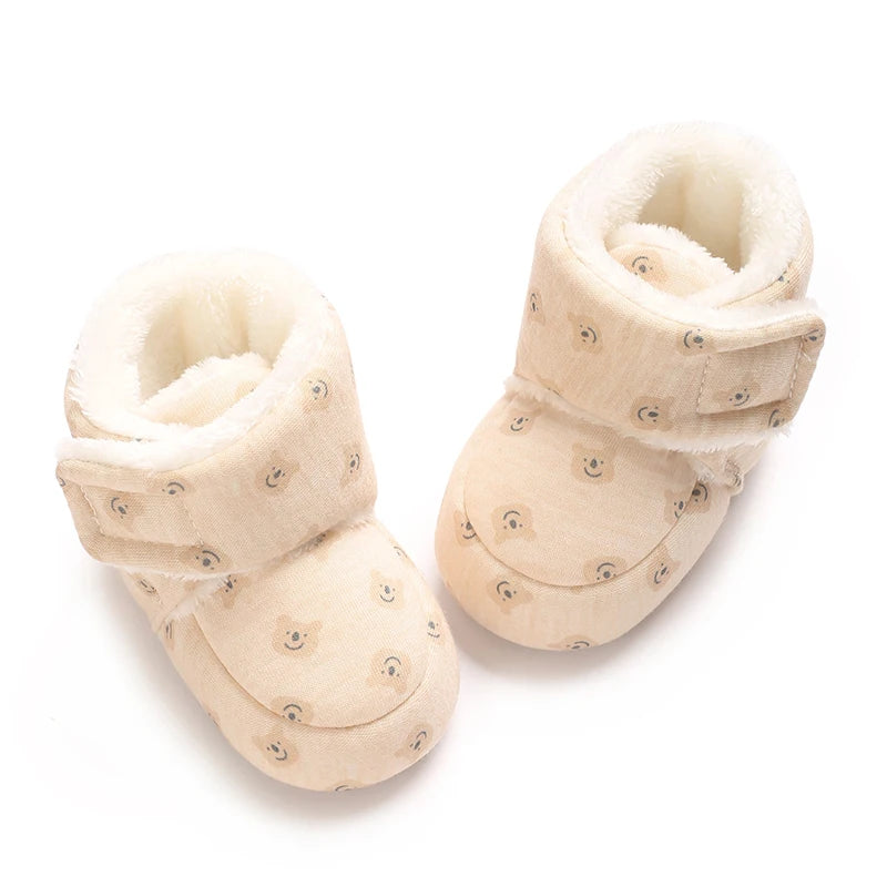 Baby Winter Cotton Shoes (0–1Y) – Thick Warm Teddy Bear Walking Shoes