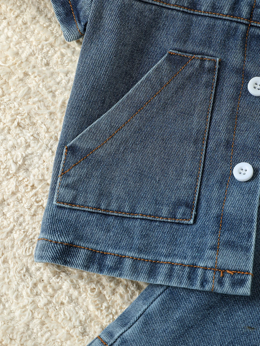 Baby Solid Denim Short Sleeve Set r