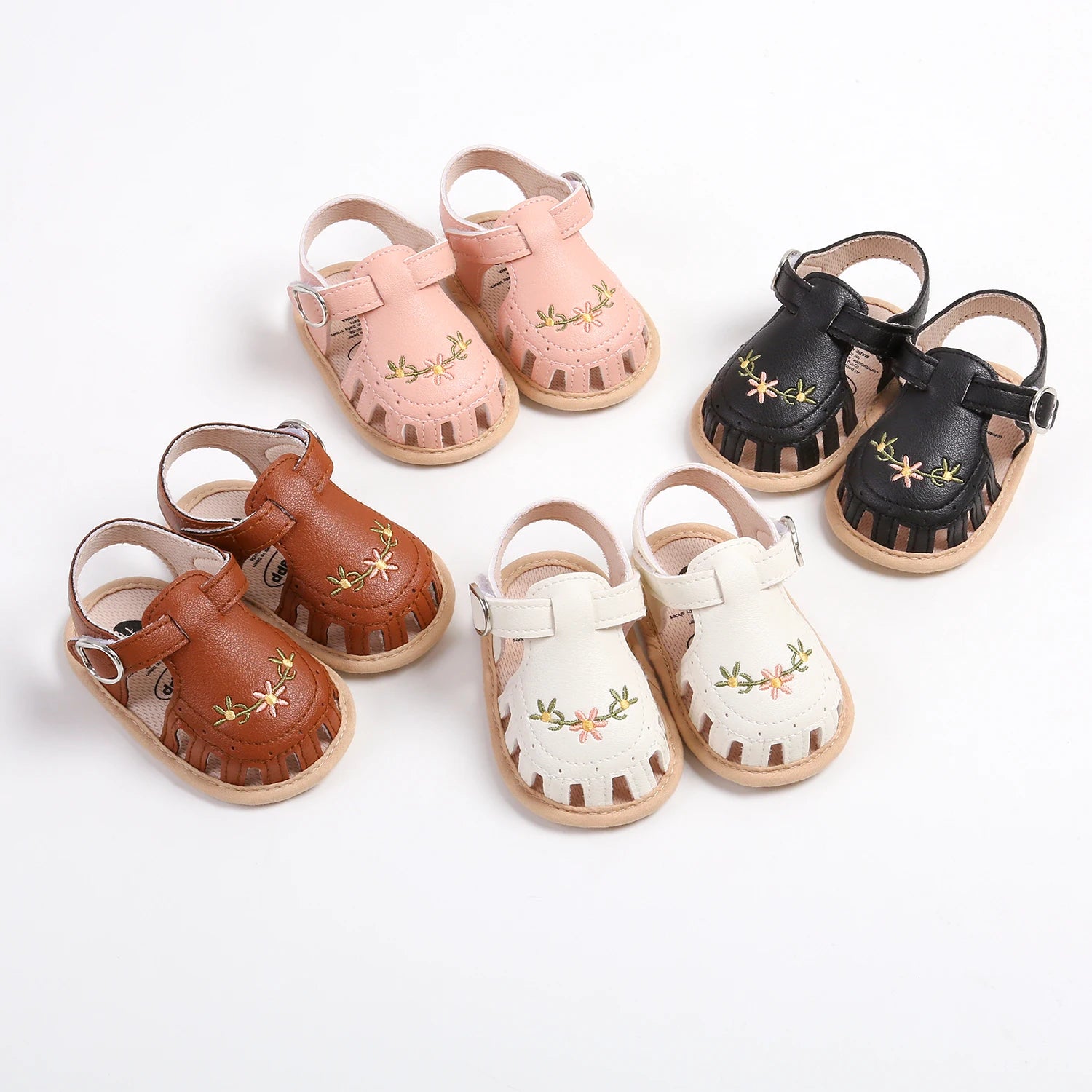 Baby Girl Summer Sandals – Breathable Lightweight Floral Wrap-Toe Shoes