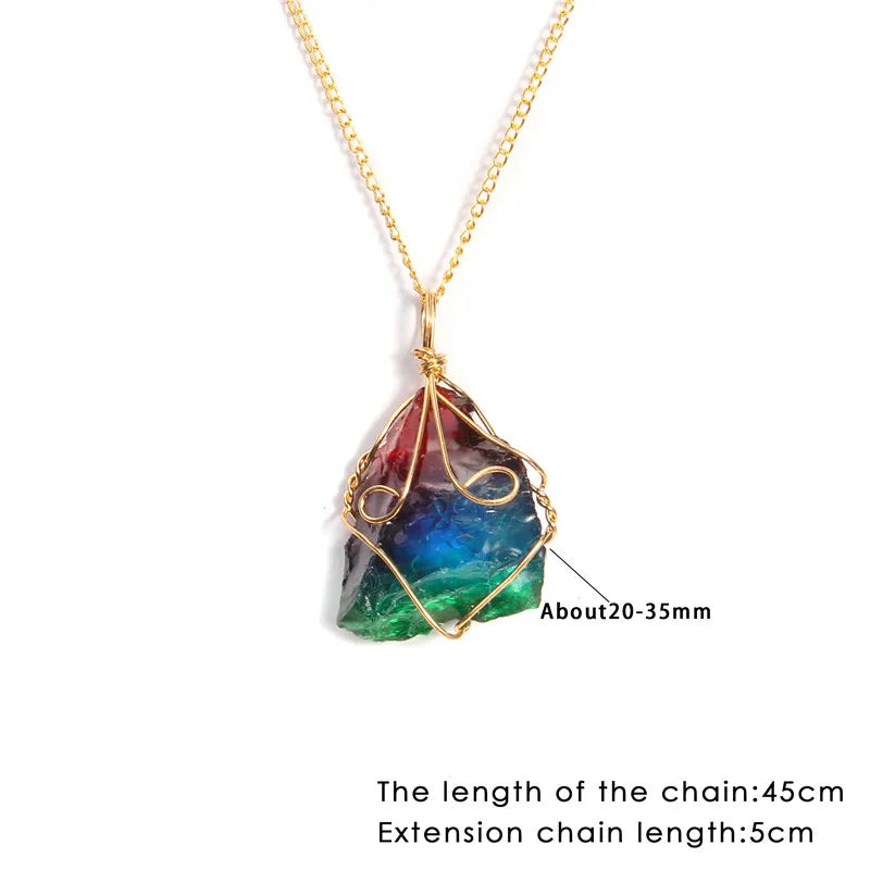 Natural Stone Pendant Necklace Crystal Amethysts