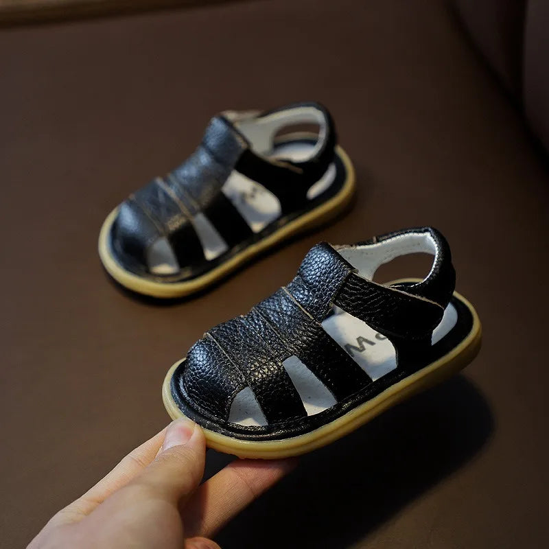 Baby Leather Sandals – Soft Anti-Collision Summer Shoes for Toddlers