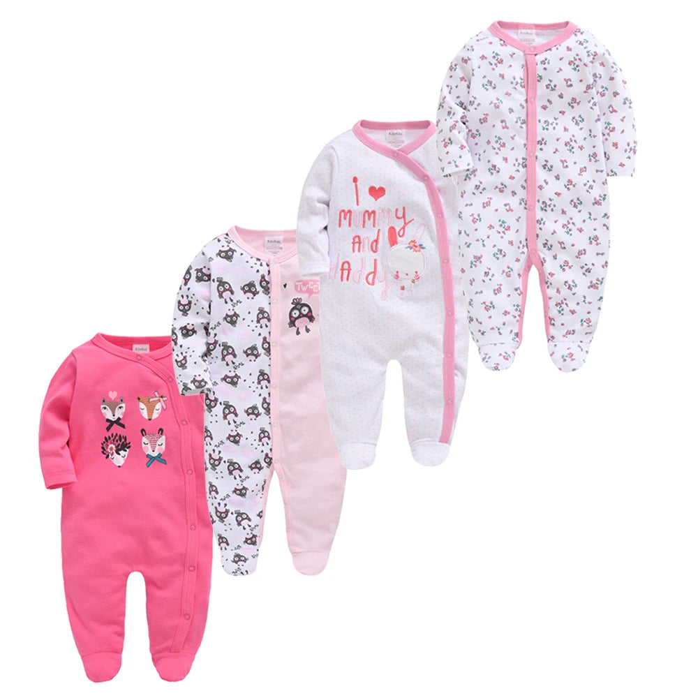 3/4 Pcs Girls  Jumpsuit 0-12 M